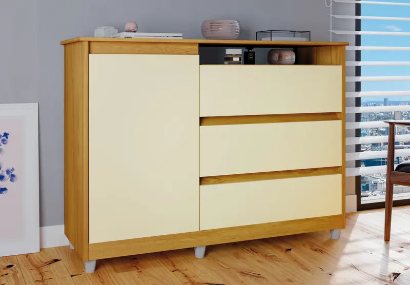 Cômoda Celina com 1 porta e 3 gavetas